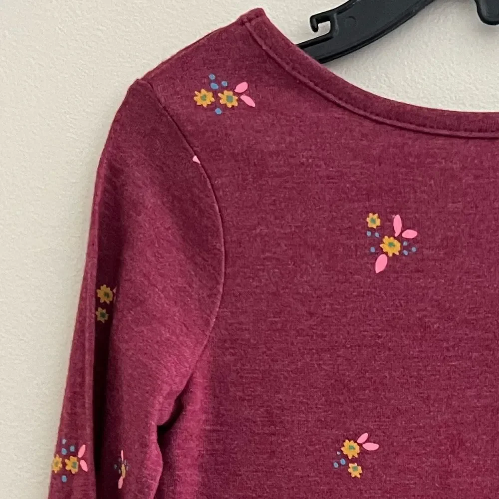 😊 3/$30 NEW🏷 Girls Cotton Blend Dress Sz 4 Burgundy Floral Cat & Jack